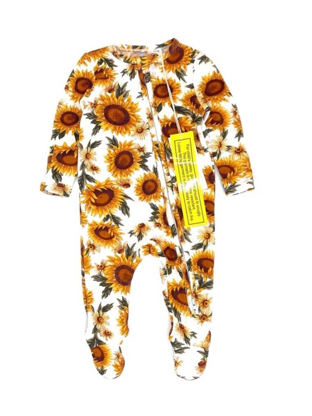 NWT Angel Dear Fall Thanksgiving Sunflower Bamboo Footie in White & Yellow 3-6M